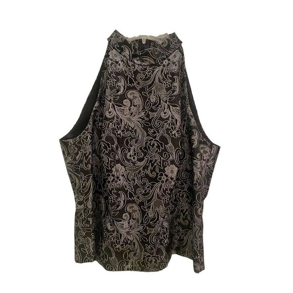 Michaelanelo black silver floral top - Picture 1 of 5